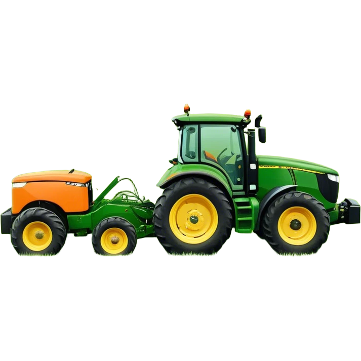 Howard EHD 180 (2019) – Cinematic-realistic John Deere 6155M tractor towing a Howard EHD 180 slasher, its green and yellow frame cutting through thick overgrown paddocks. The bright orange slasher spins rapidly, clearing a wide path of grass as birds scatter into the air emoji