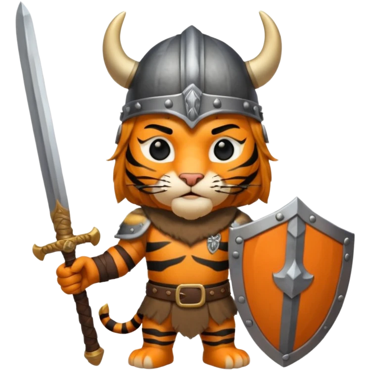 tiger with viking helmet and sword behind emoji