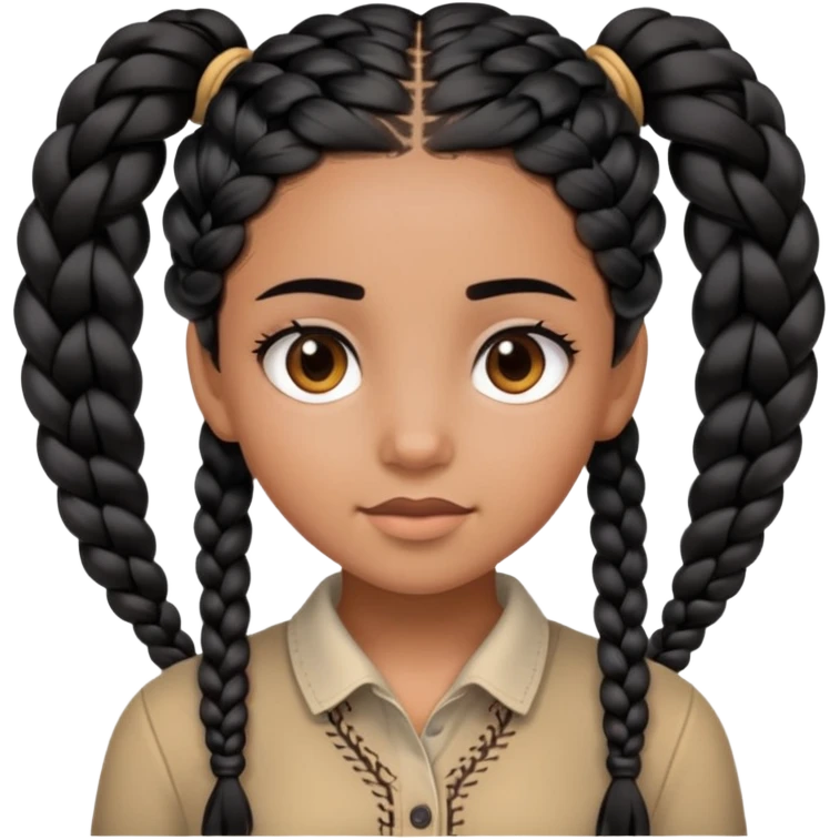 A girl with black hair and braida emoji