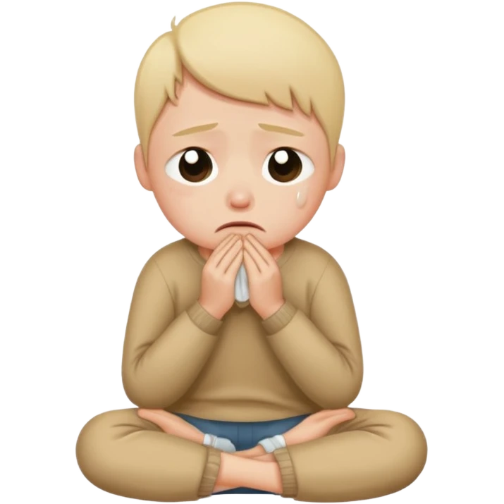 A very short person sitting and crying  emoji