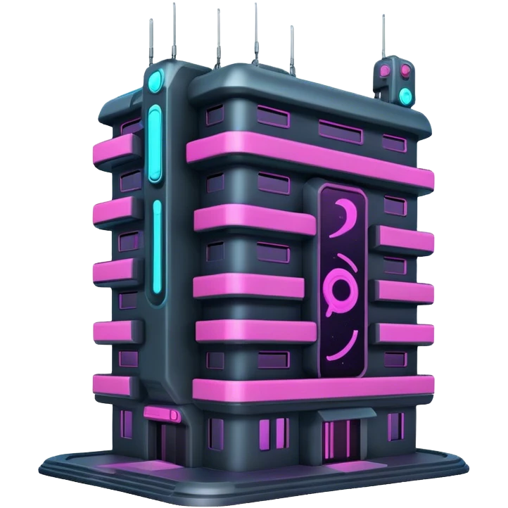 cyberpunk realistic neon fly building in space emoji