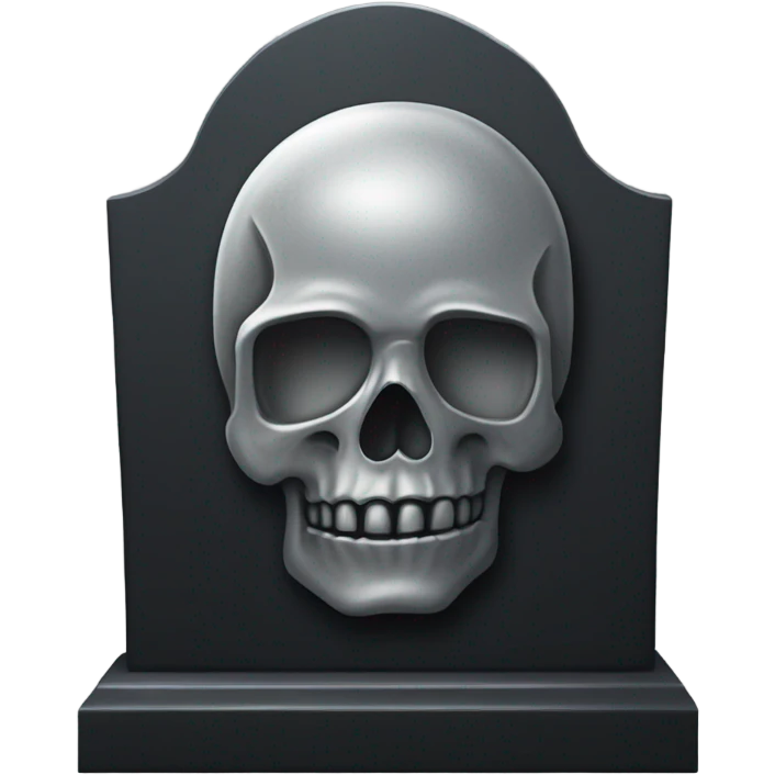 a black tombstone with the inscriptions in silver RIP and a silver heart emoji