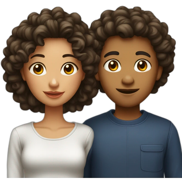 Couple fille cheveux bouclés et garçon noir  emoji