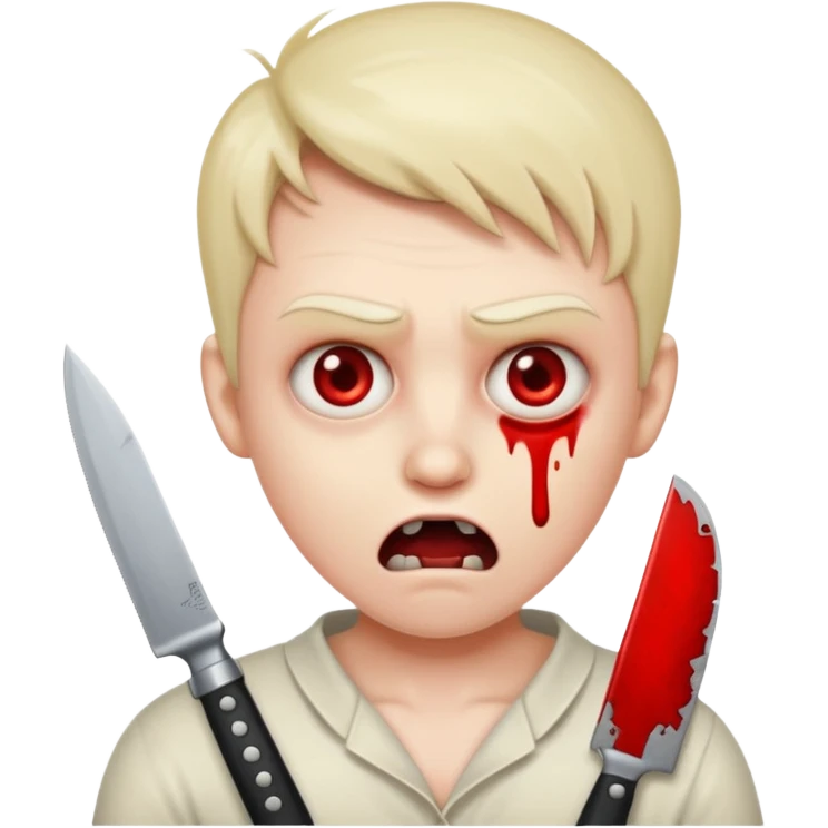 Insane scared injured person with a knife in the classic emoji style  emoji