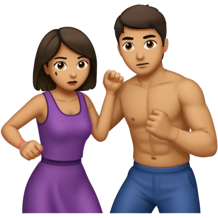Woman beating man  emoji