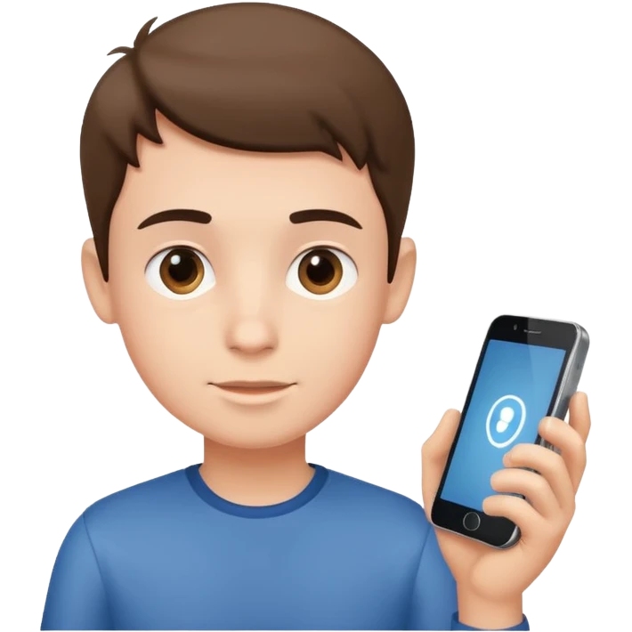un chico con un celular en su mano emoji