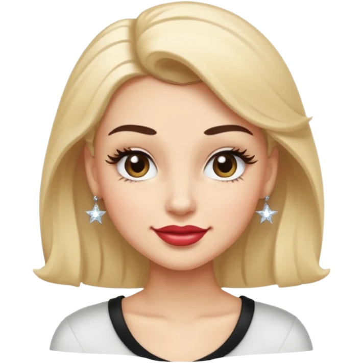 A face with one raised brow, a smirk, and a wink. Long fake lashes, gloss that glows.  Maybe a tilted head pose with a hand-on-hip silhouette or a tiny sparkle accent to emphasize confidence. emoji