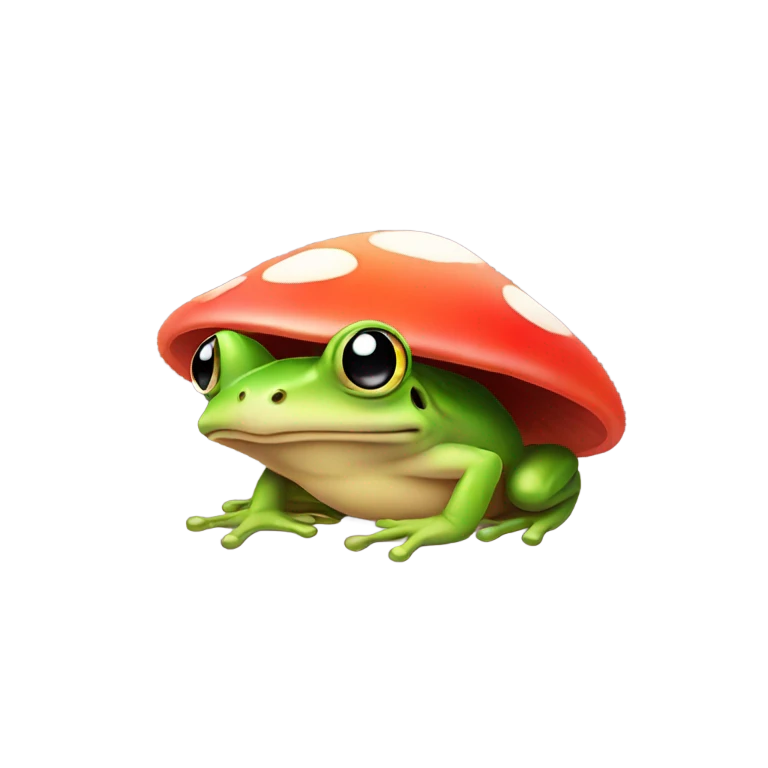 Frog with a mushroom hat  emoji