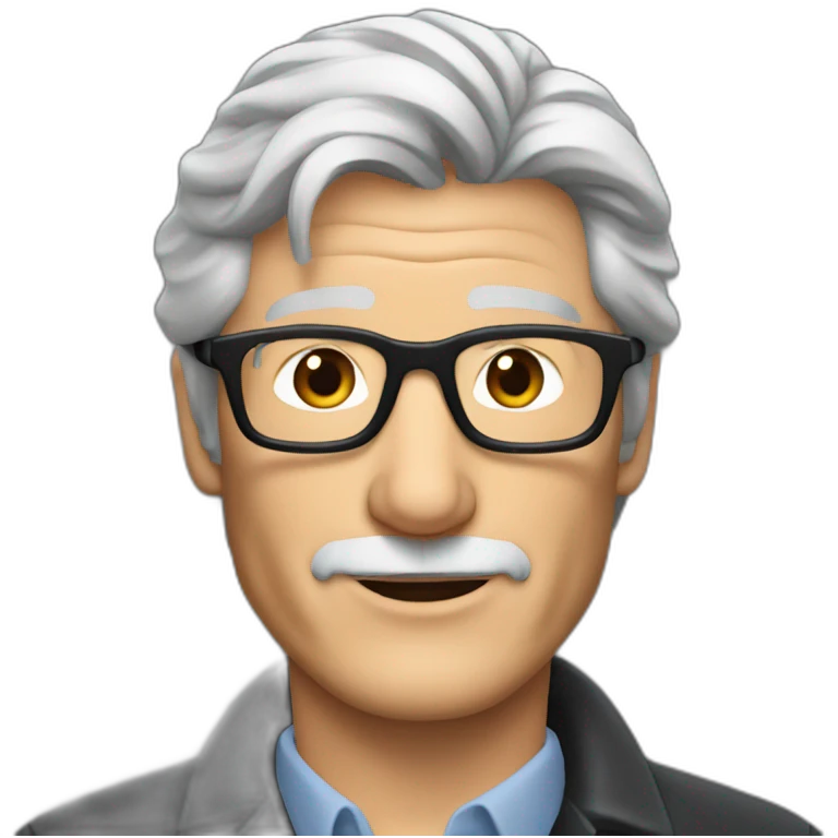 Richard Gere with barely grey hair, beard and glasses emoji