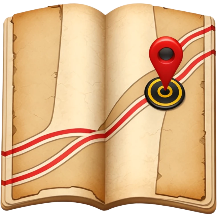 folded map with bold red route line. emoji