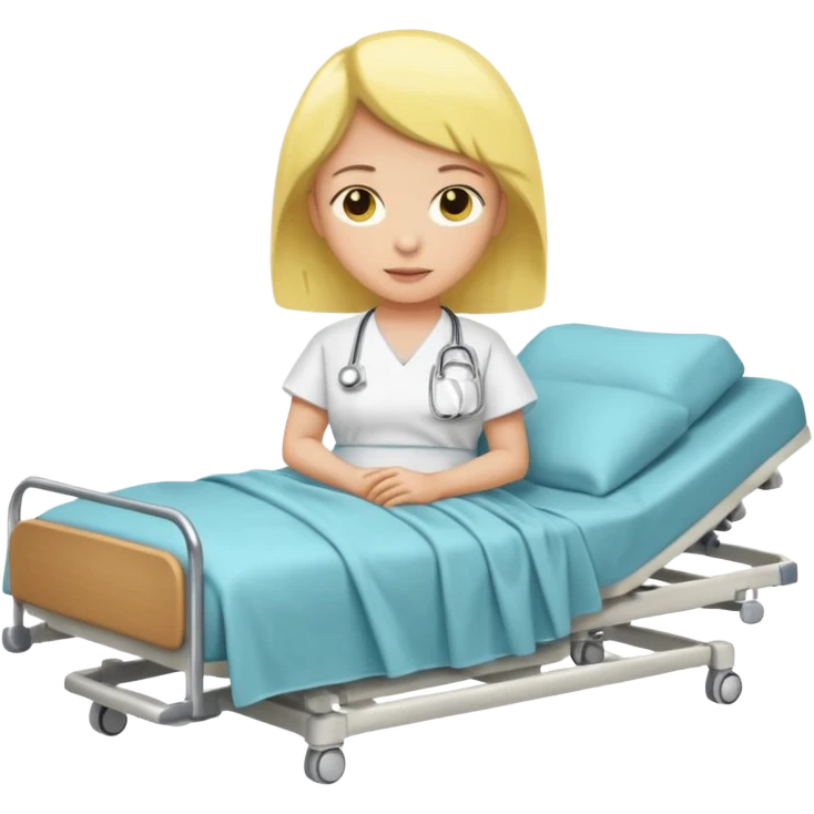 pessoa com a pele amarela deitada em uma maca de hospital emoji