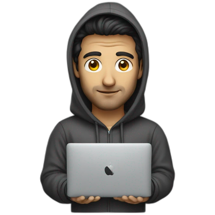 Italian Developer with hoodie and a macbook emoji