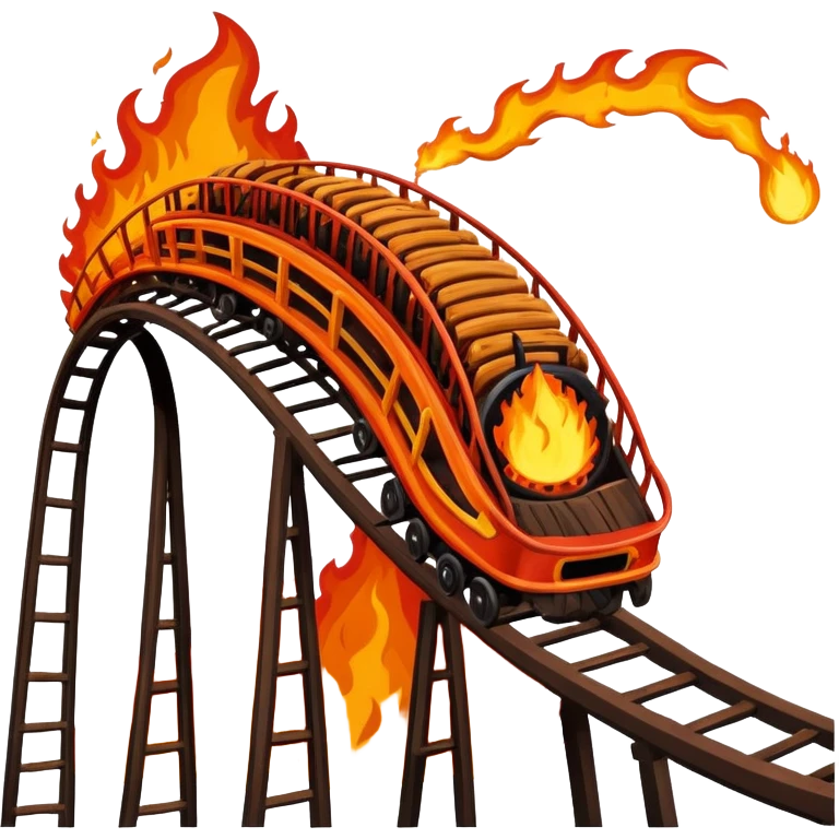 super Dangerous wood Roller Coaster with fire emoji