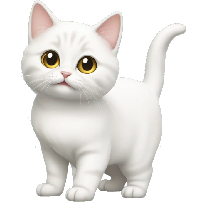 White munchkin cat standing emoji