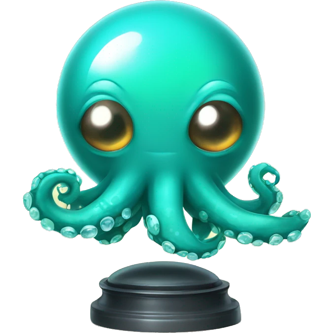 crystal ball with turquoise cute little medical octopus emoji