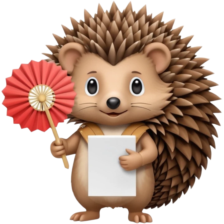 Hedgehog with a fan emoji