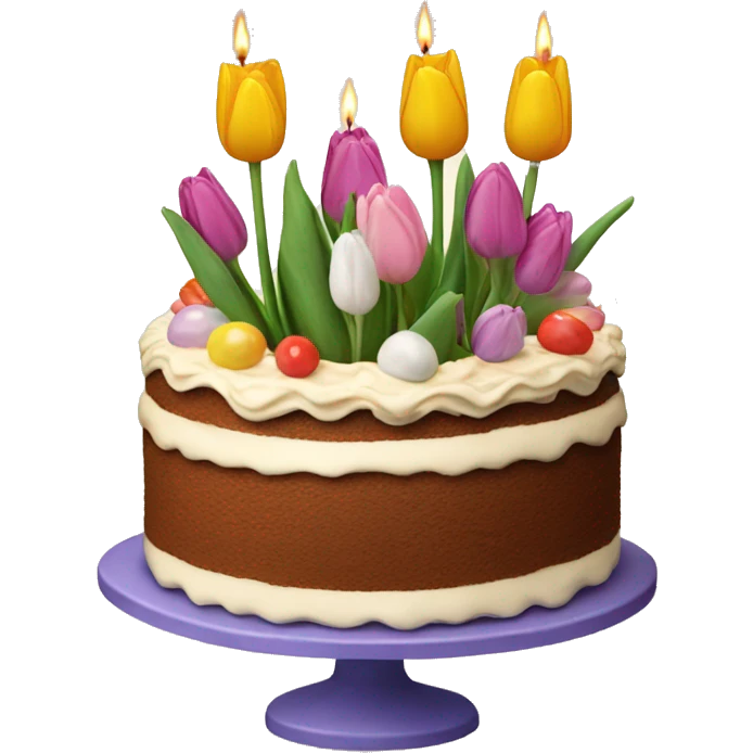 Birthday cake age 19 with tulips emoji