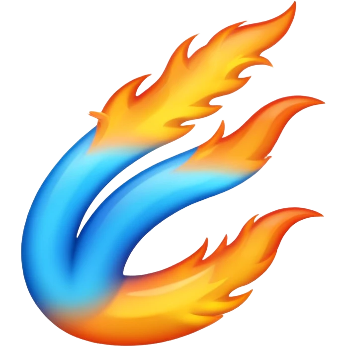 fire streak emoji, playful and modern with blue to orange gradient, vibrant

 emoji