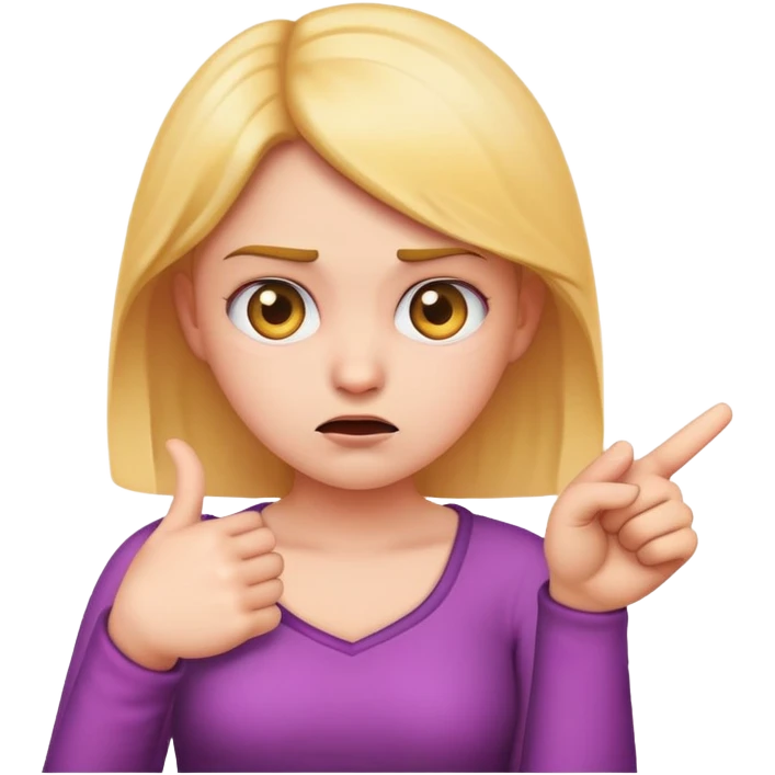 an girl emojis who looks both guilty and confused and pointing at their chest and not pointing at the air. because they were accused of some thing and are pretending it wasn’t them.  emoji