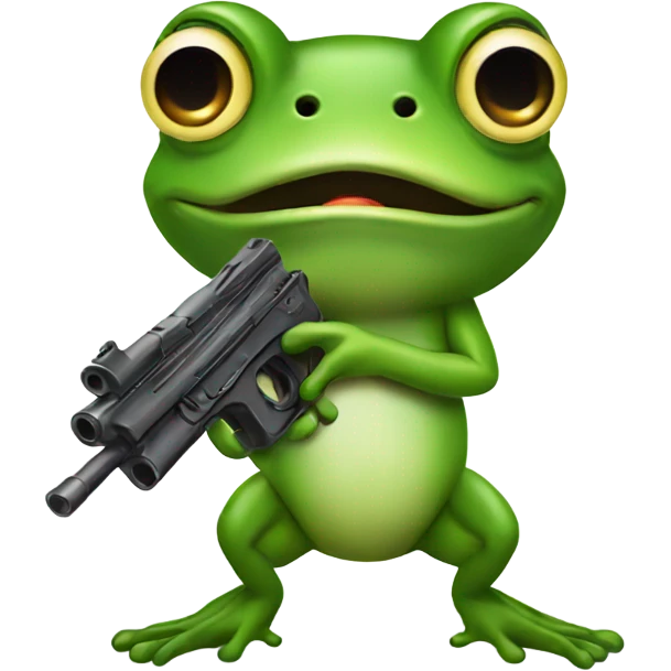 Frog with a gun emoji