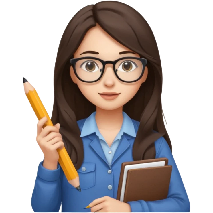 girl architect - brunette - 20 years old cute pose - long hair girl no eye glasses. pretty girl emoji