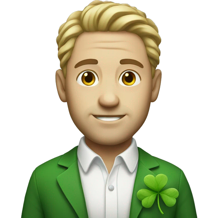 white man with clover emoji