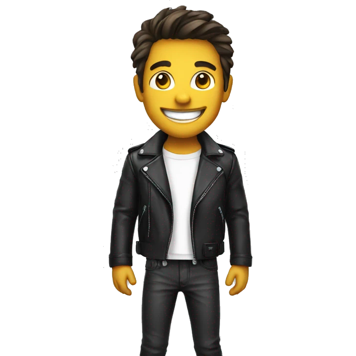 cool smile in leather jacket emoji