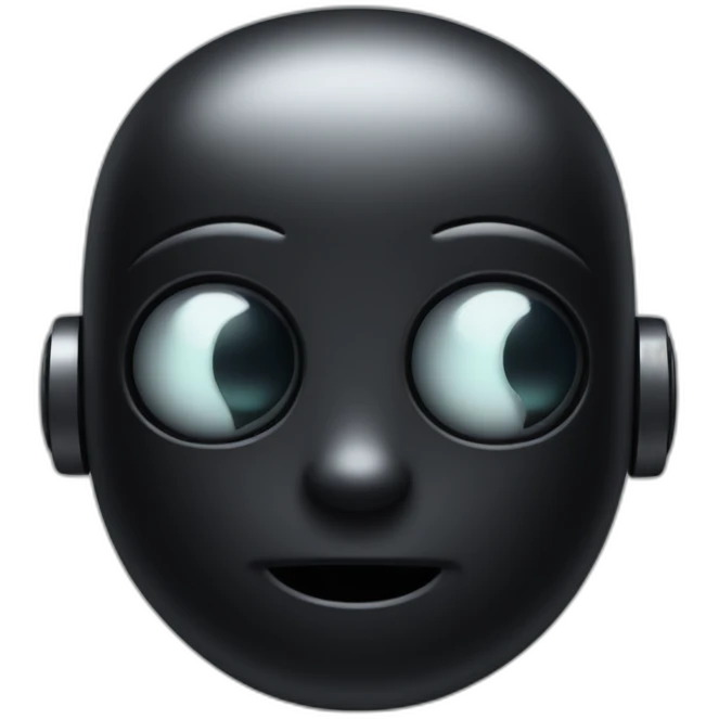 cute matte black robot face emoji