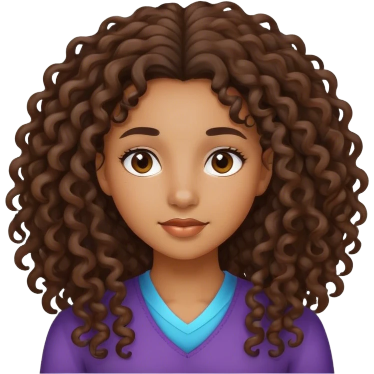 Ado fille métisse cheveux long et boucle emoji