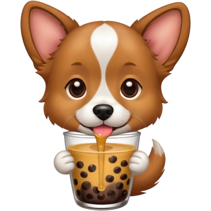 Un perro tomando un boba  emoji