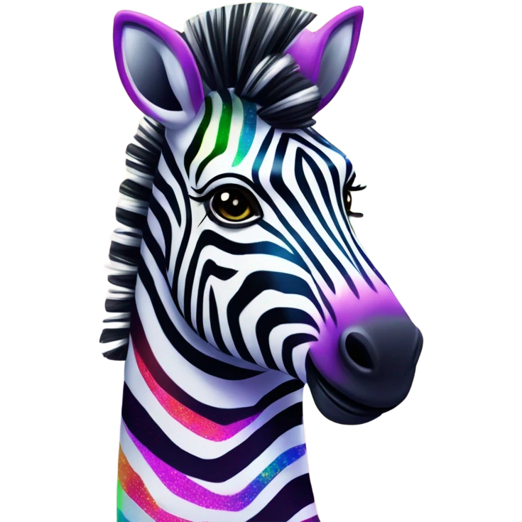 Lisa frank zebra with glitter rainbow stripes emoji