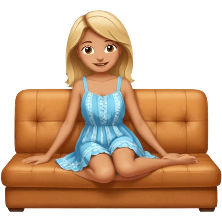 The girl works lying on the sofa emoji