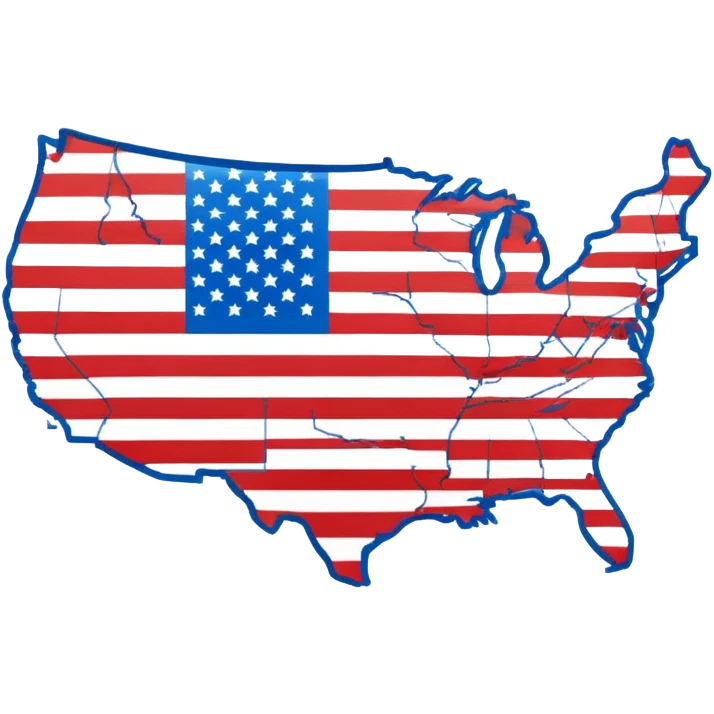 USA outline colored like the USA flag emoji