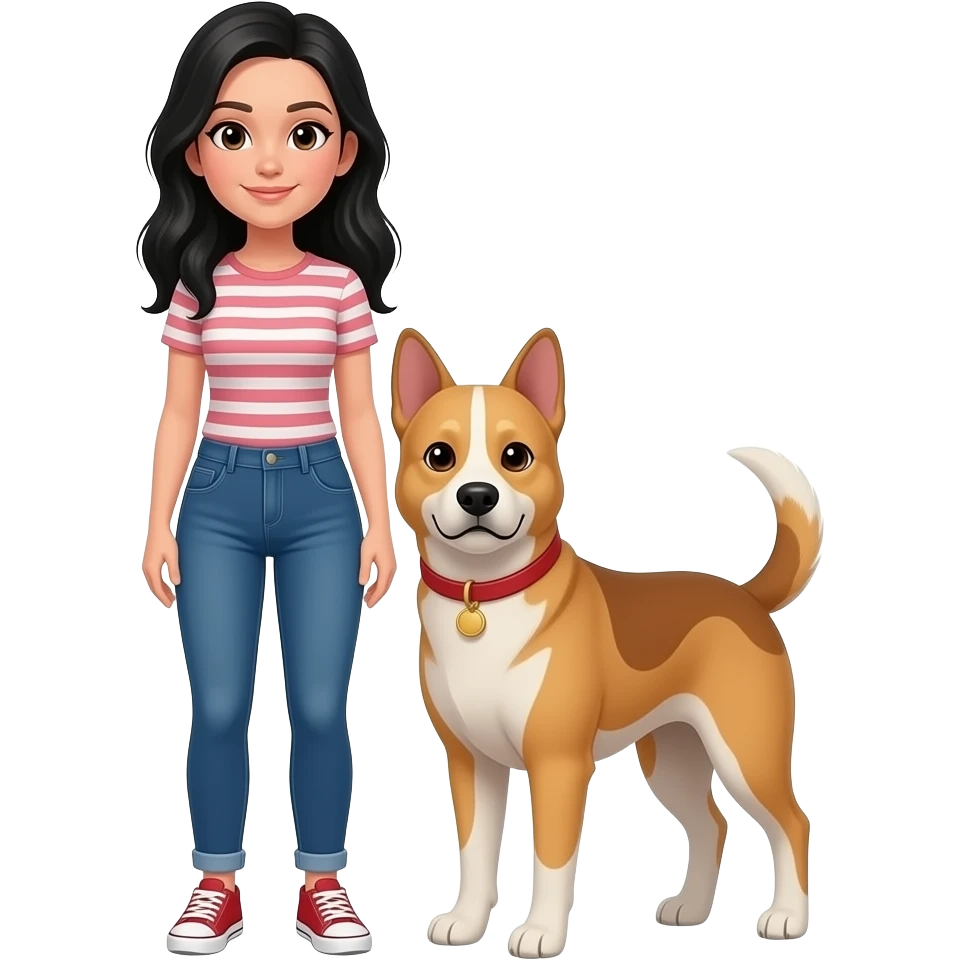Me female black long hair tall and my dog( 1)a team..us together ..two against the world emoji