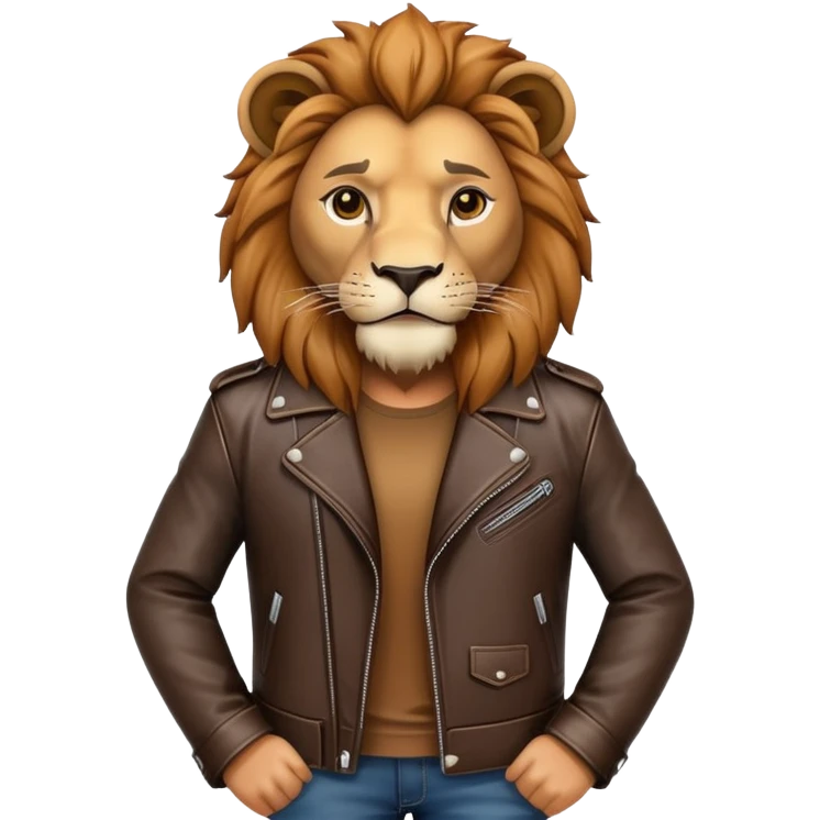lion in a leather jacket, cool pose emoji