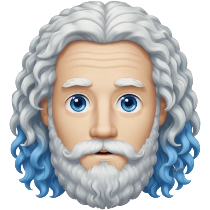 white bearded and curly long haired beard white emoji