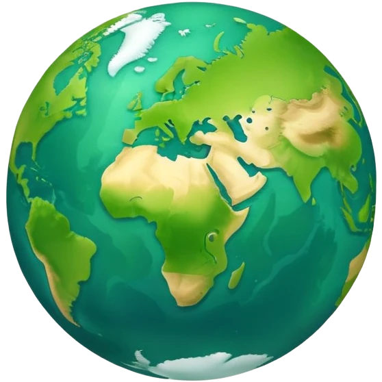 Earth globe with green continents shaped to form the number 8, iOS emoji style emoji