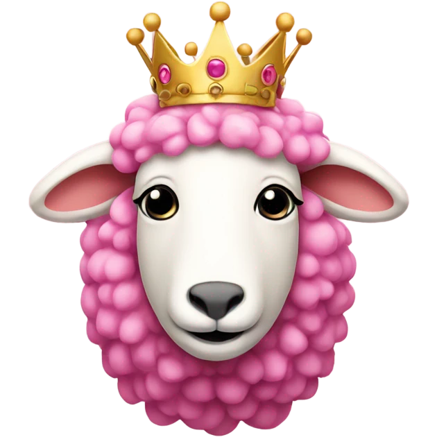 Pink sheep with crown  emoji