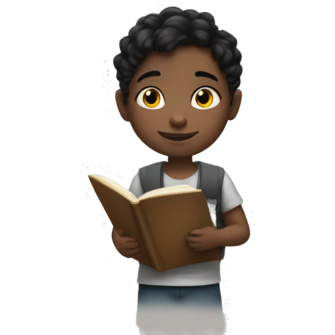 Black haired kid giving homework  emoji