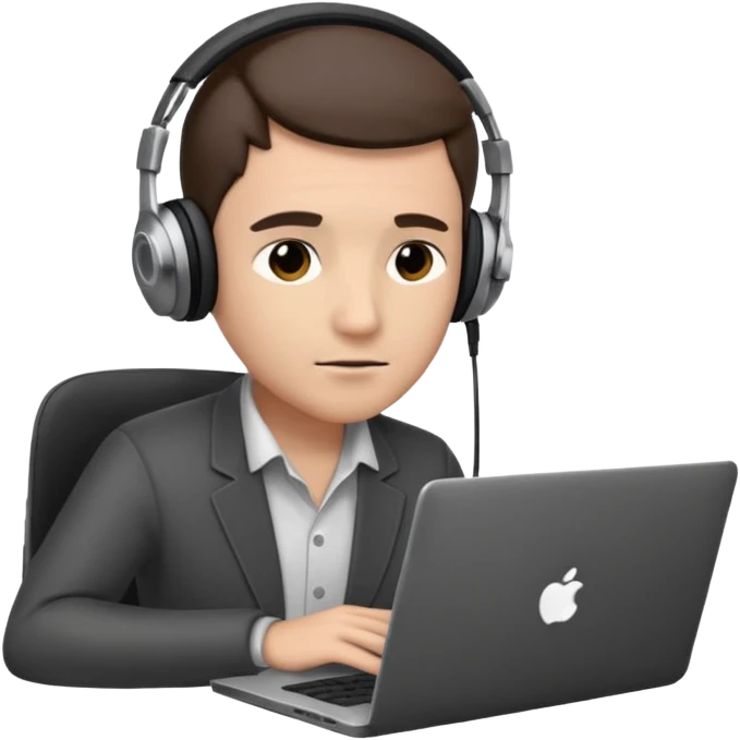 Agent looking at the laptop and headphones do not disturb emoji