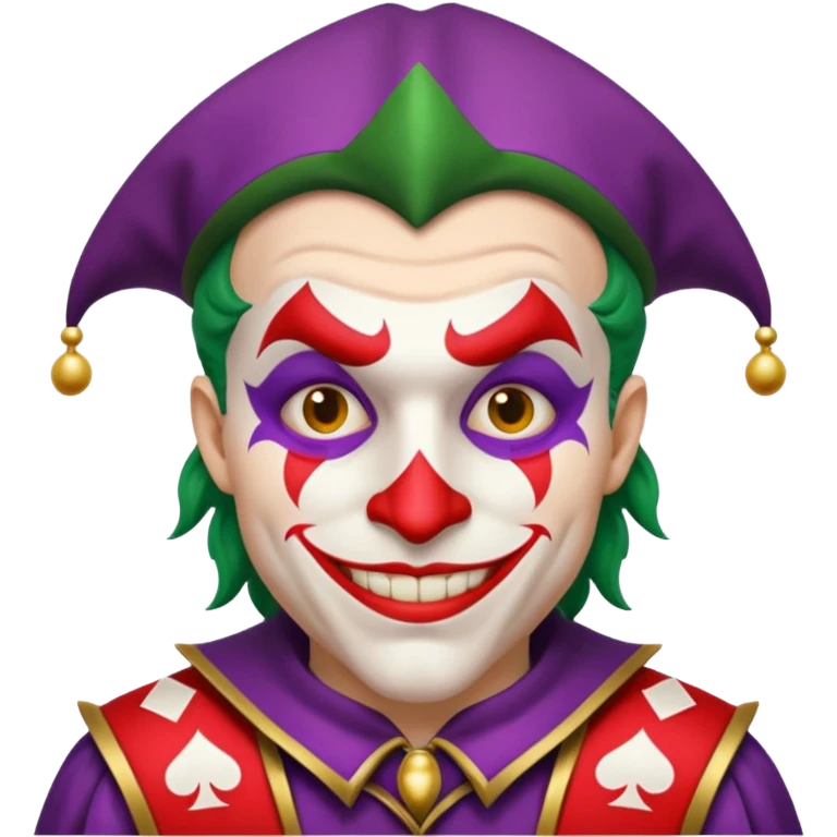 crazy colorful human jolly joker from poker, medieval, vintage emoji