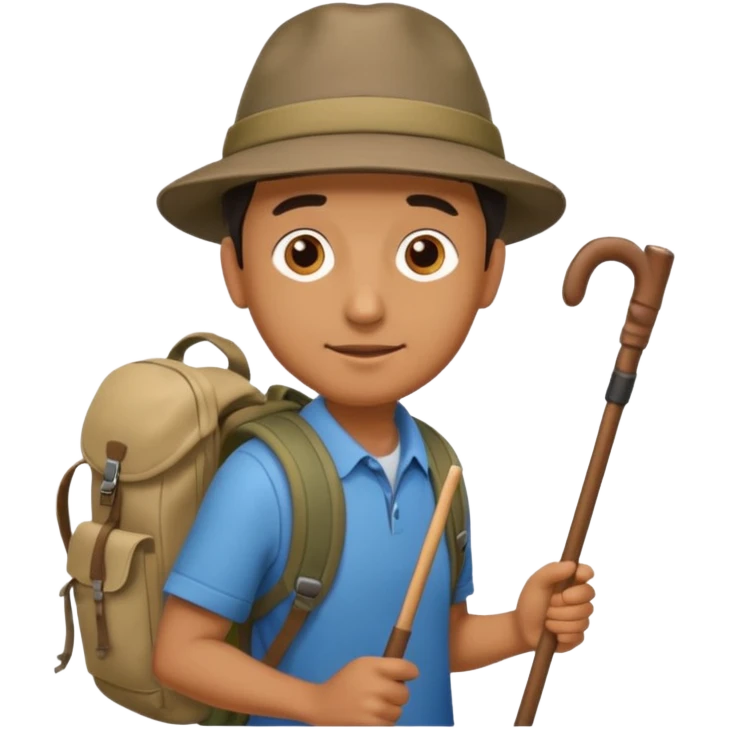 memoji face iphone: men, a solo hiker with carrying a few items emoji