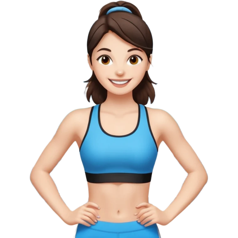 Brunette fair skin girl gym emoji