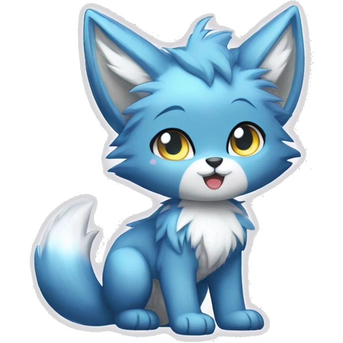a shiny sparkle-furry fur-sona kemono-style-chibi-style cat-fox-Fakémon-hybrid full body emoji