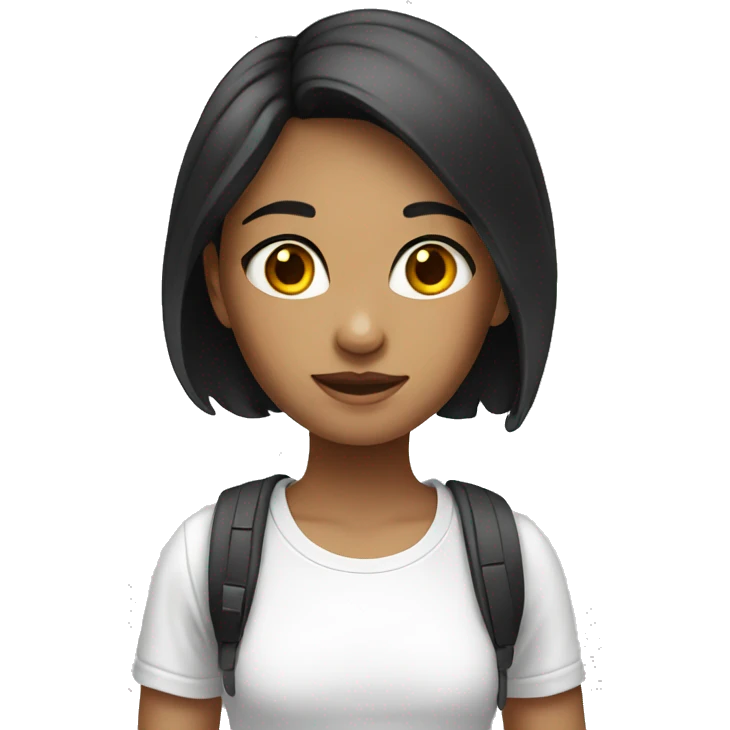 Girl with dark hair in white t-shirt  emoji