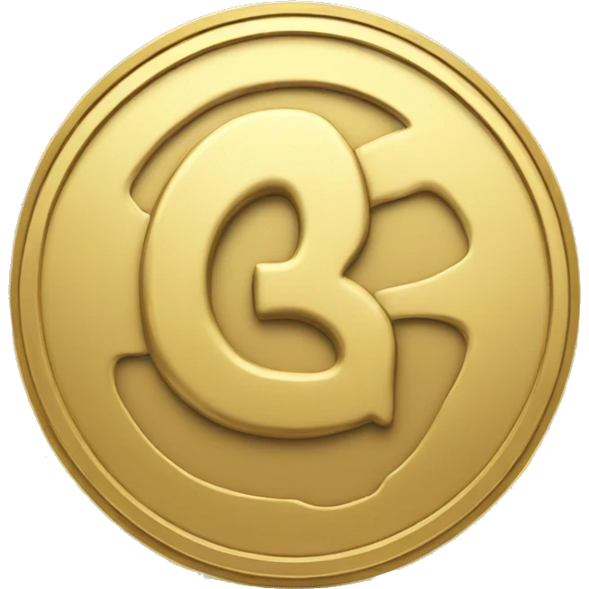 Gold coin depicting the letter iQ emoji