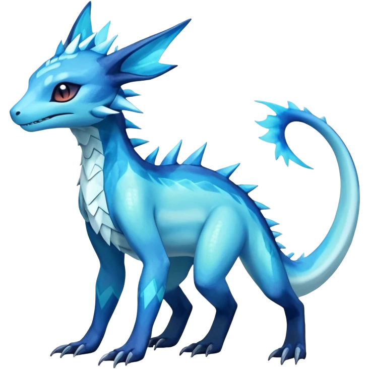 Colorful Iridescent Exotic Salandit-Aurorus-Glaceon-Fakémon-hybrid-creature (full body)  emoji