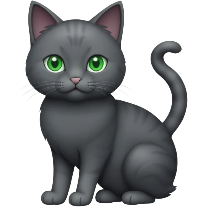 full body completely solid dark grey cat with green eyes and white paws emoji