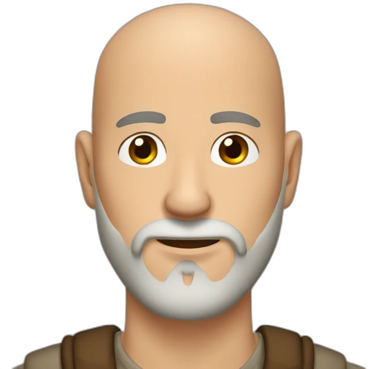 Bald Man beard brown eyes with Moose antlers emoji
