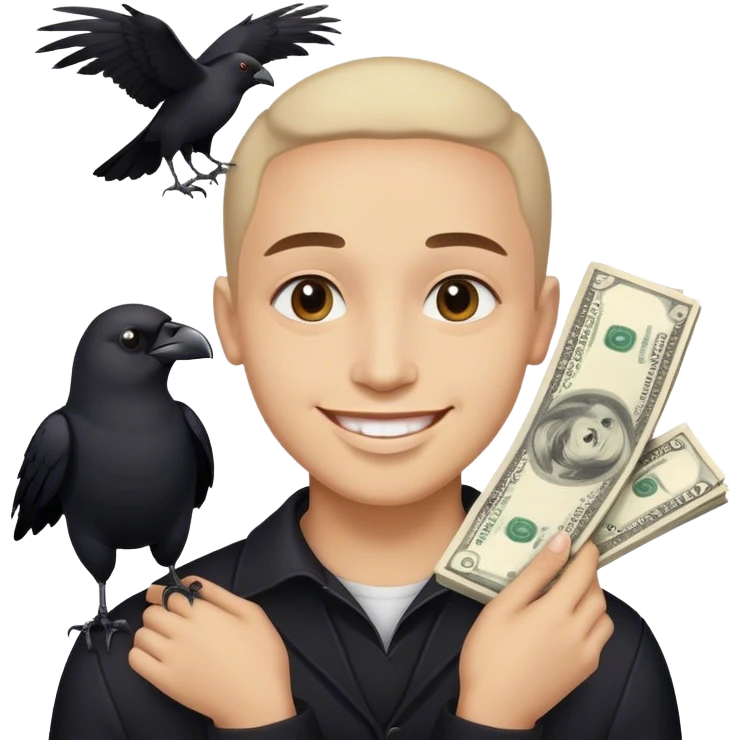 Happy face with crow and money emoji
